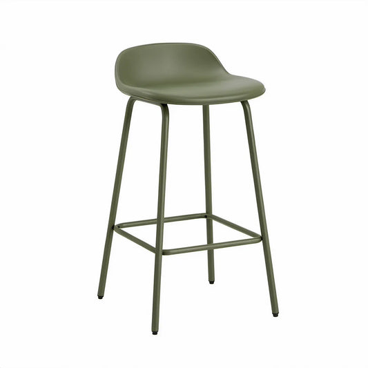 Banco de Bar com Encosto Curvo em Polipropileno e Aço Verde-oliva, 54 x 50 x 97 cm