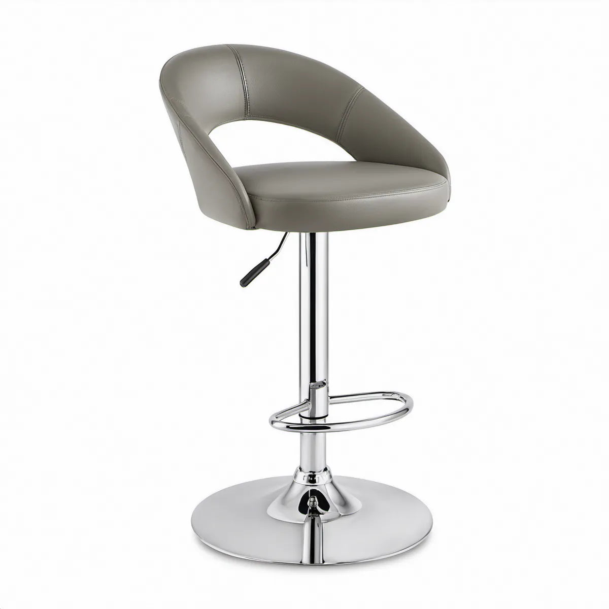 Banco de Bar Giratório Ajustável em PU Cinzento com Base Cromada, 54 x 50 x 90-111 cm