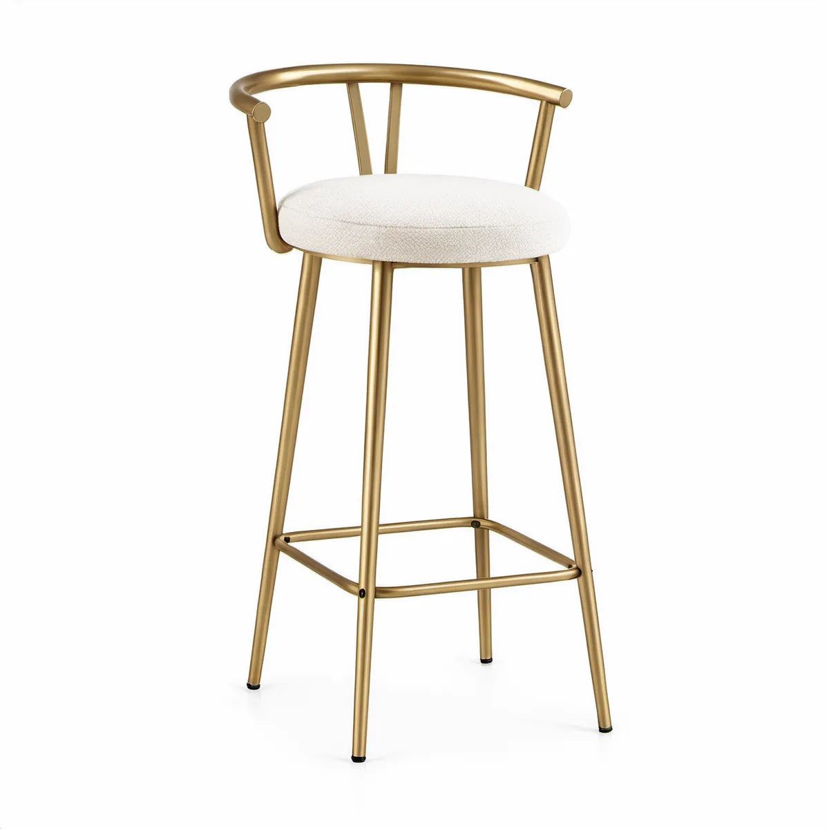 Banco Alto com Encosto em Aço Dourado e Assento Branco 49 x 51 x 100 cm